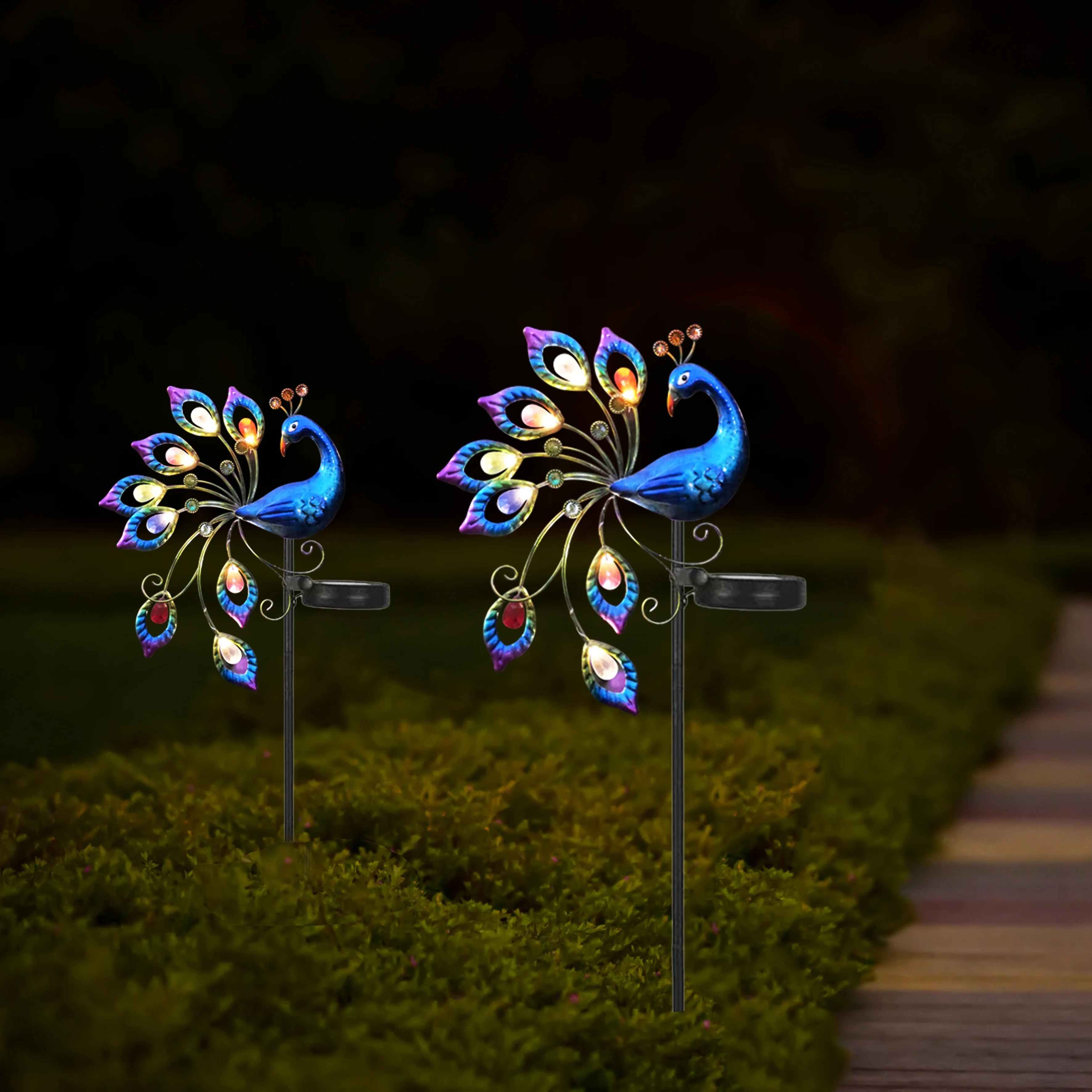 1pc peacock, colorful solar light, suitable for garden, patio, lawn, doorway, pond, balcony, special gift for friends