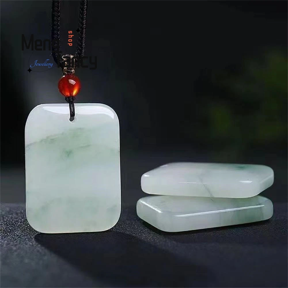 

Natural Tianshan Cui Peace and Safety Plaque Pendant Simple Exquisite High-grade Best Selling Fashion Fine Jewelry Holiday Gifts