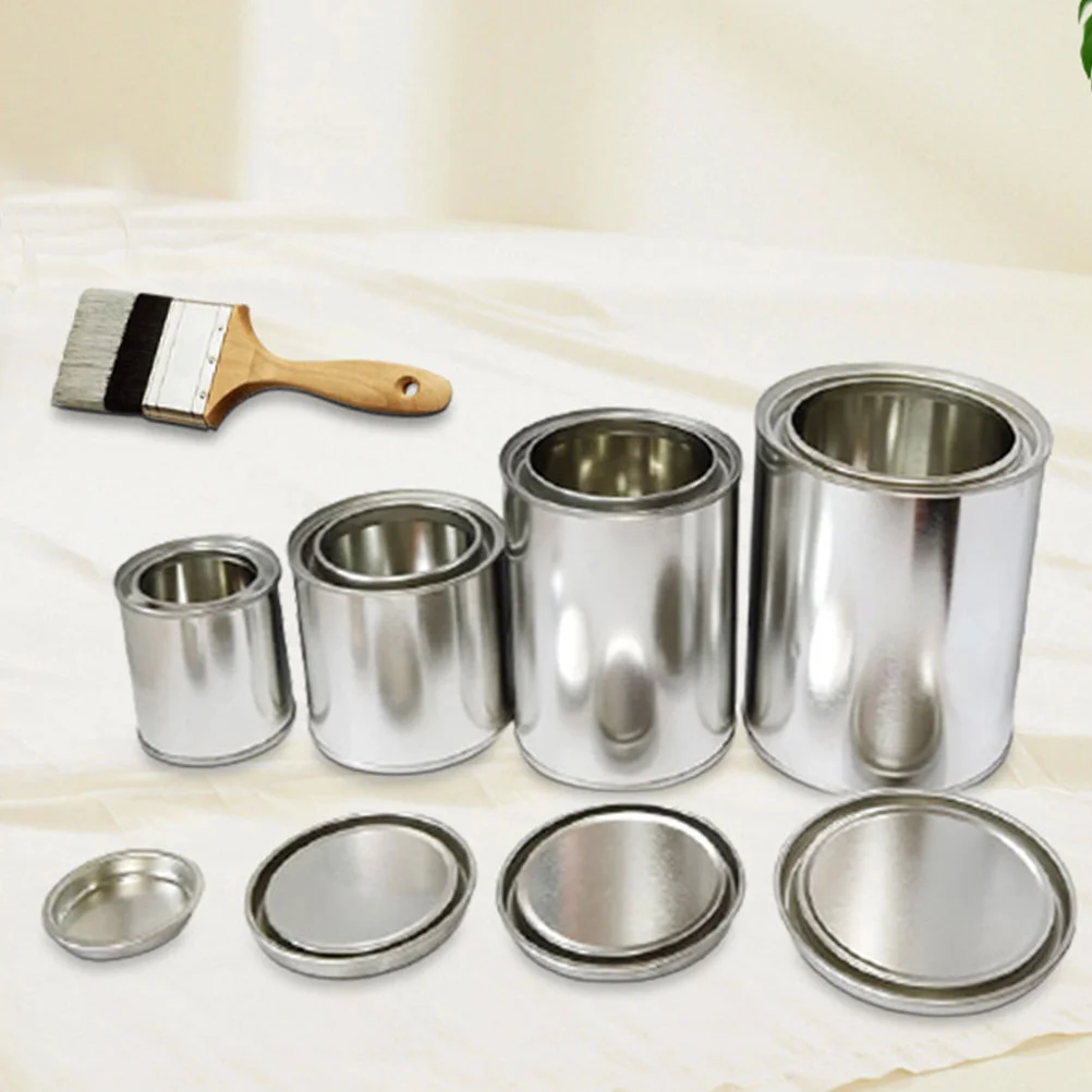 5 Pcs Portable Metal Paint Can Sealing Empty Tinplate Bucket With Lids Sturdy Storage Container For Power Steering Reservoir