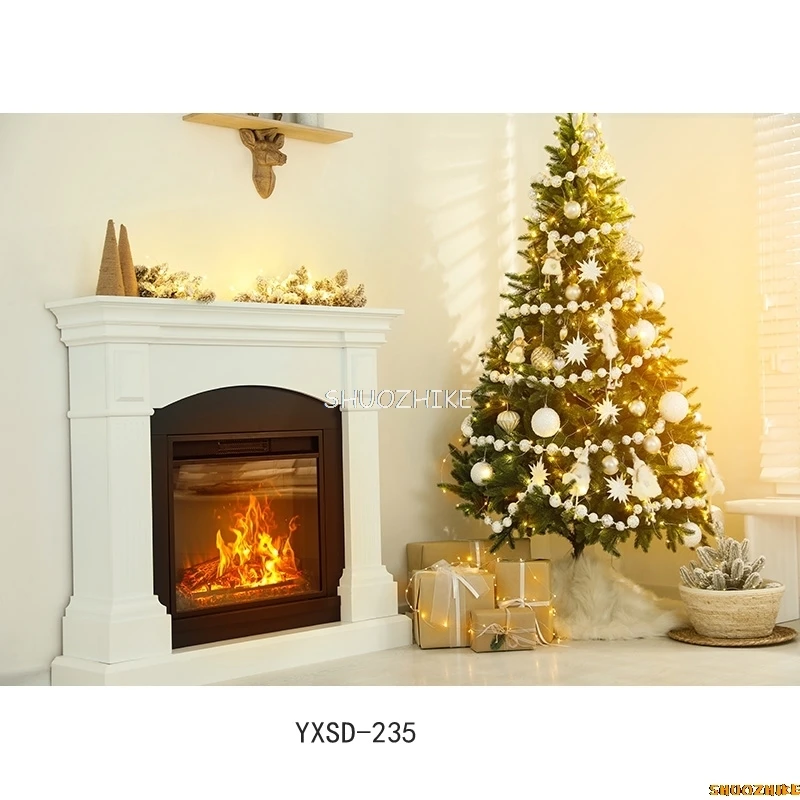 Shuozhike-クリスマステーマ屋内写真背景、クリスマスツリー、暖炉、ポートレート、写真の背景、YXSD-06