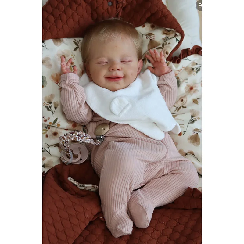 49CM Full Body Silicone Reborn Doll Sleeping April Smile Baby Hand Made High Quality Doll Lifelike Real Baby Collectible ArtDoll