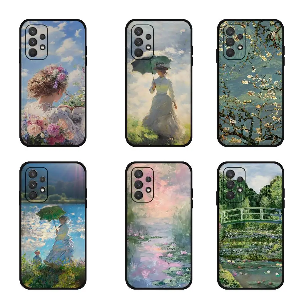 

Claude Monet Art Black Silicone Phone Case For Samsung S24, S25, 22, 30, Note20, Lite, Ultra, 5G, Plus, FE