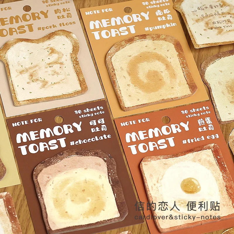 4pcs/lot 120sheets Memory Bread Series Sticky Notes Memo Pad Ins Special-shaped Interesting Student Message Memo Sticky Notes