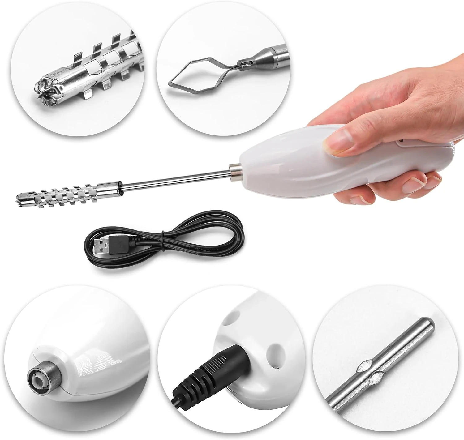 Descorazonador de Vegetales Portátil Inalámbrico, Descorazonador de Calabacín Eléctrico, Máquina Raspadora con 2 Cabezales de Corte, Recargable para el Hogar