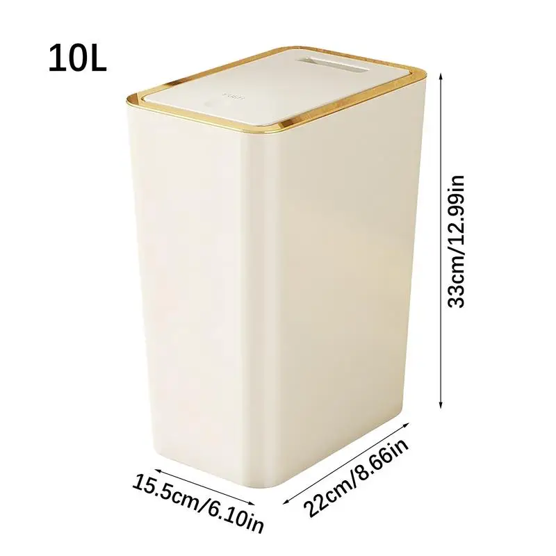 Trash Can With Press Top Lid Rectangular Garbage Container Trash Cans Efficient Sealing Waste Basket Compact Trash Bin For