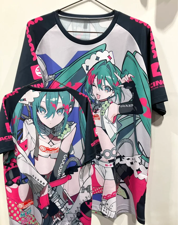 Racing Miku Hatsune Miku T Shirt Y2K Style Good Smile Racing Full Print Short Sleeve Casual Crew Neck Streetwear Tops view 3