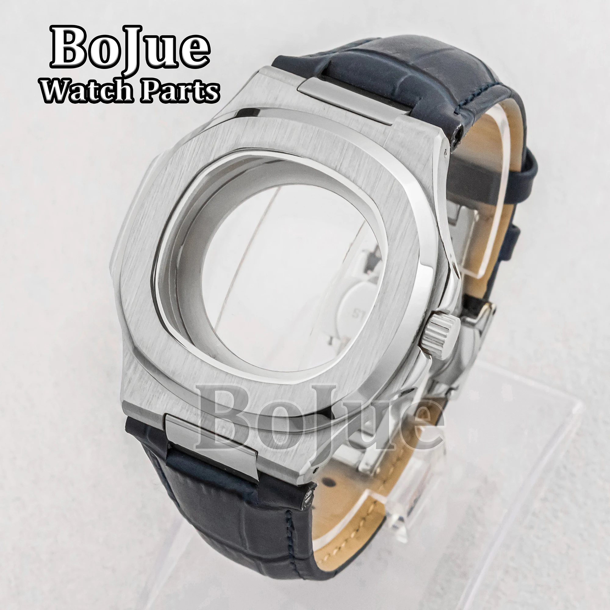 41mm Stainless Watch Case Genuine Leather Strap Sapphire Glass For Mod Nautilus Seiko nh35 nh36 nh38 Movement Dial Waterproof