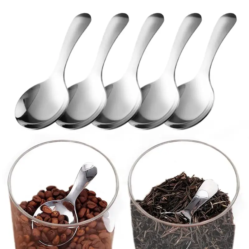 

5 Pack Short Handle Scoops for Canisters - 304 Stainless Steel Small Scoops for Salt Sugar Coffee Tea Dessert