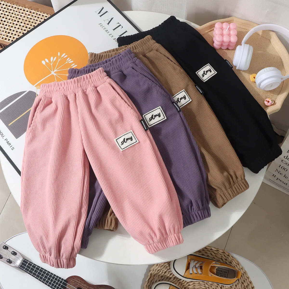 New Children's Pants Baby Pants Boys Girls Middle and Large Children's Casual Thin Section of the Defense Pants Drawstring Pants