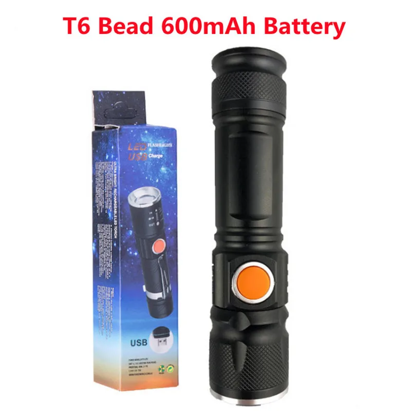 YS00057- Aluminum alloy LED flashlight outdoor portable night fishing strong light flashlight USB charging handheld flashlight