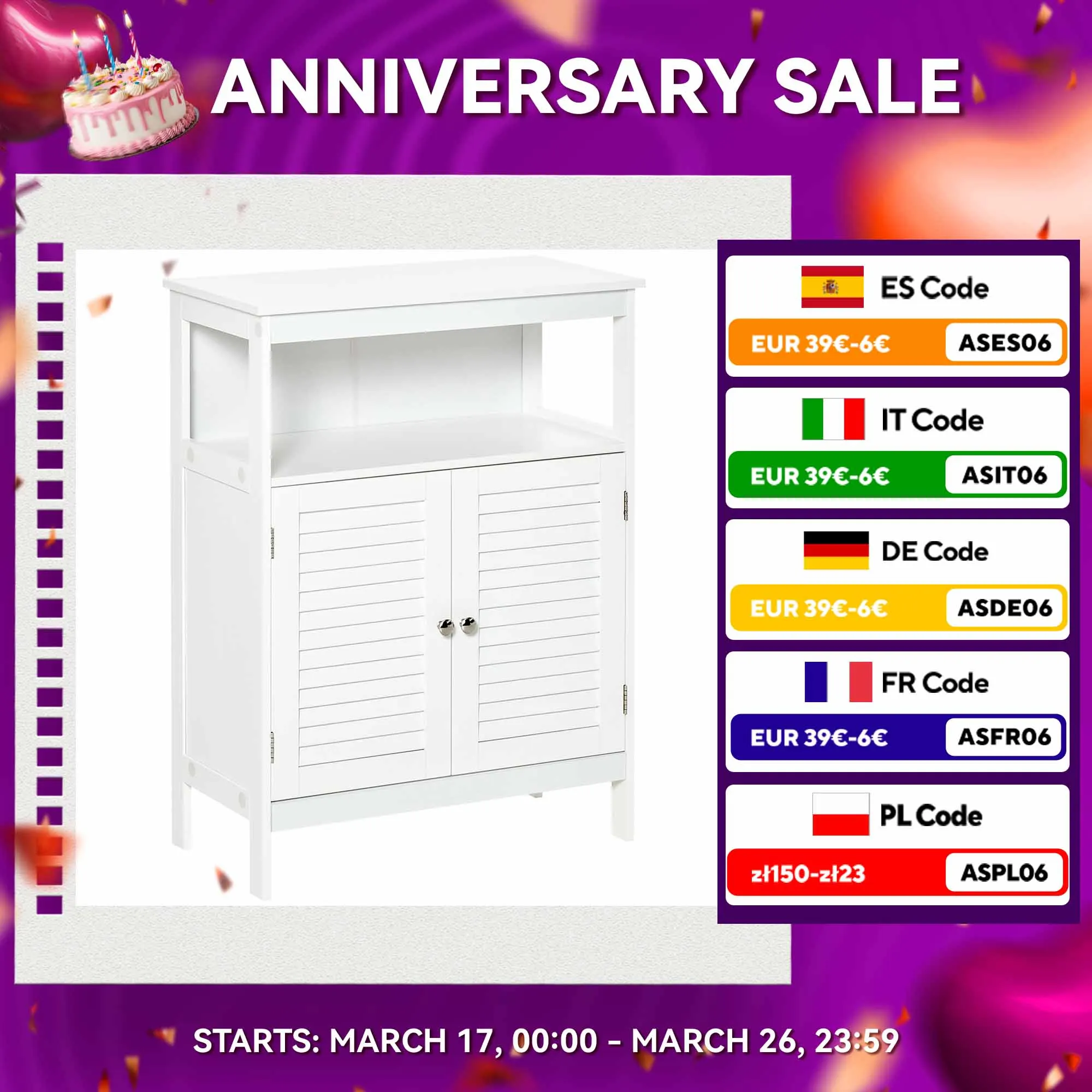 Kleankin Mueble De Baño Armario Auxiliar Para Baño Con Estante Abierto Gran Espacio De Almacenamiento Diseño Moderno Blanco