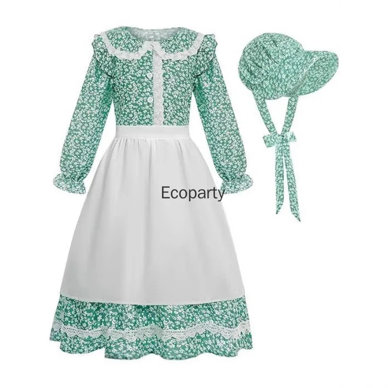 Карнавальный костюм пионера Пурим для девочек, маленький домик прерий, колониальные платья с цветочным принтом, костюм для косплея на Хэллоуин, нарядное платье