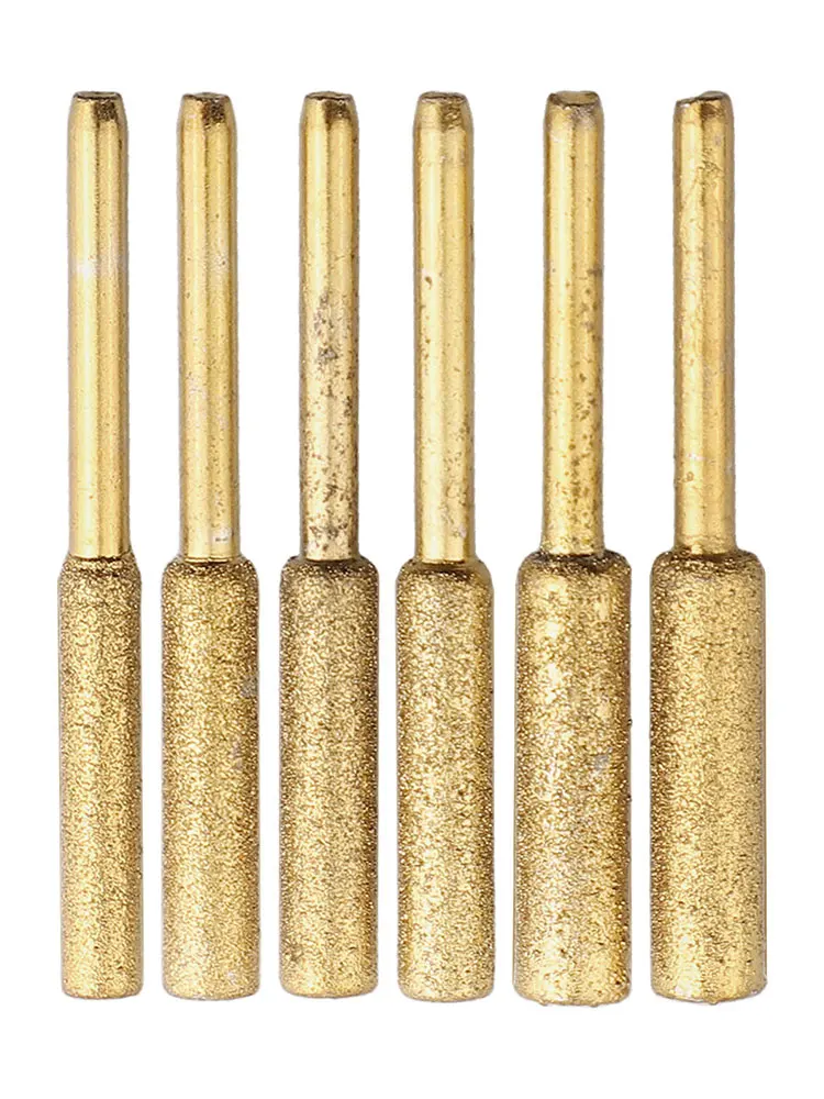 6Pcs 코팅 원통형 버 전기 톱 에너 4.0mm 4.8mm 5.5mm 그라인더 체인 톱 연삭 연삭석 파일 체인 연삭 도구 키트