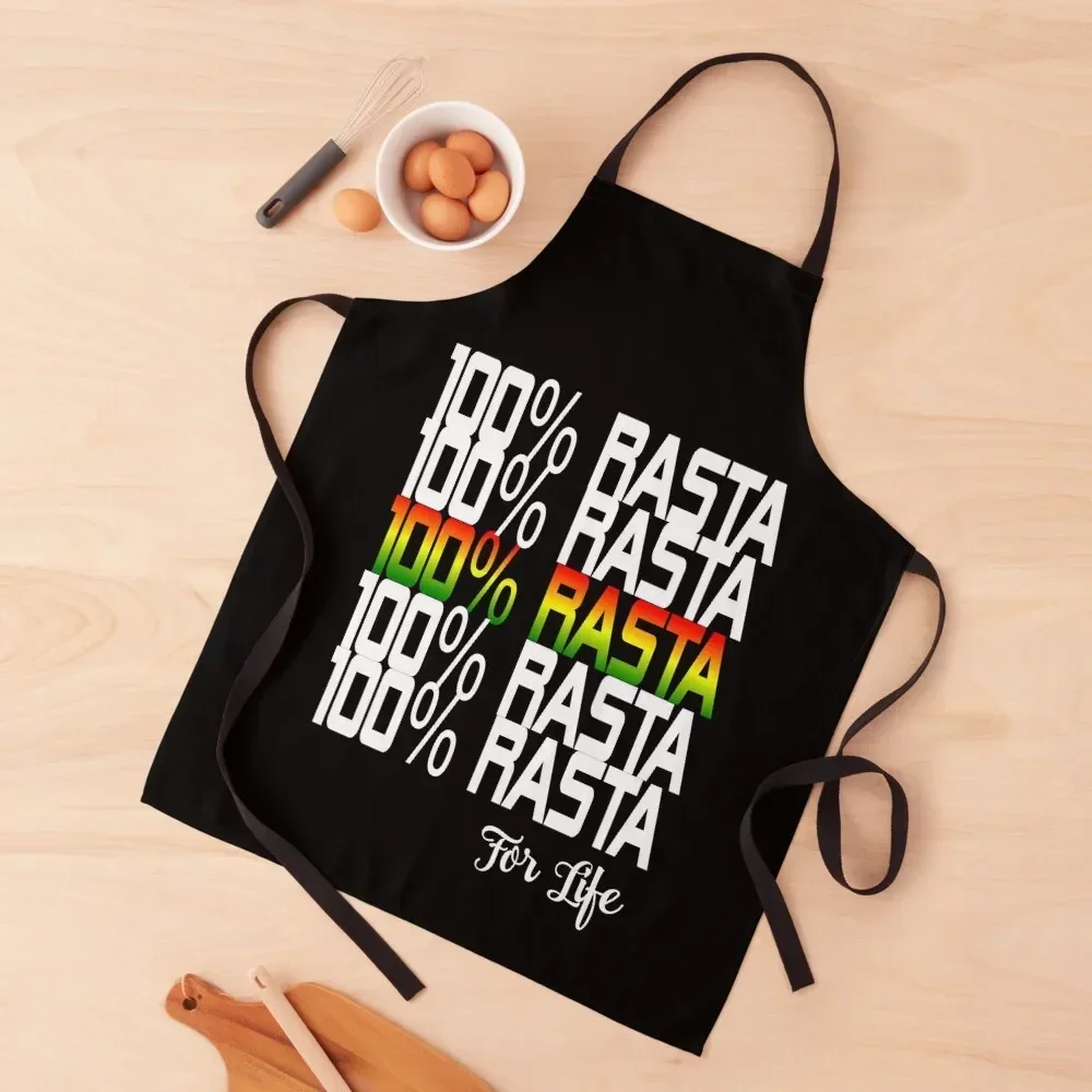

100% Rasta in Rasta Colors for Reggae Fans Apron Professional Barber Kitchen For Man Woman Kitchens Apron
