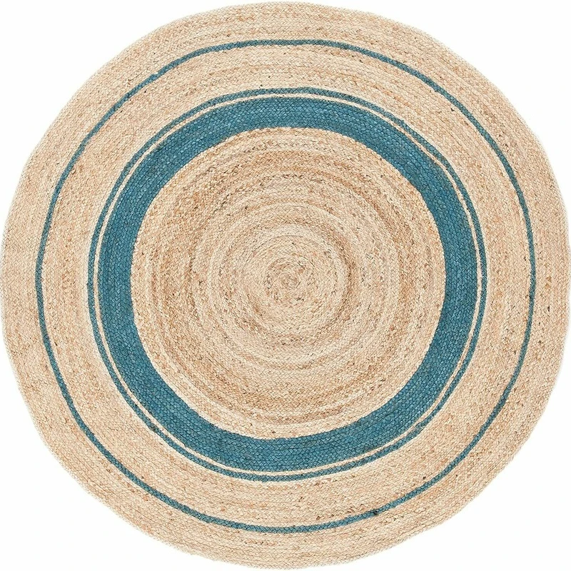 Natural Jute Rug Round 100% Handmade Style Rug Reversible Braided Modern Look