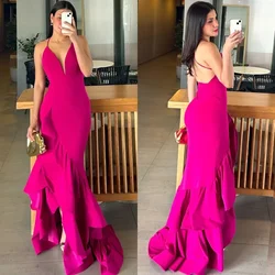 Customized Exquisite Jersey Pleat Mermaid Spaghetti Strap Long Dresses Homecoming Dresses Modern Style Pastrol Unisex Chinese St