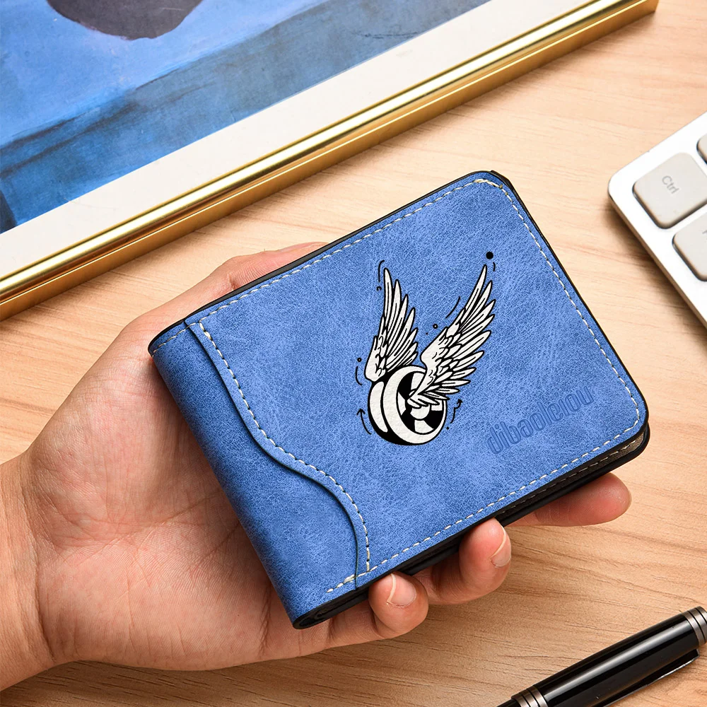 The Men's Fashionable Double-fold Wallet Is Made of PU Leather and Is an Ultra-thin Mini Wallet Suitable for Teenagers.
