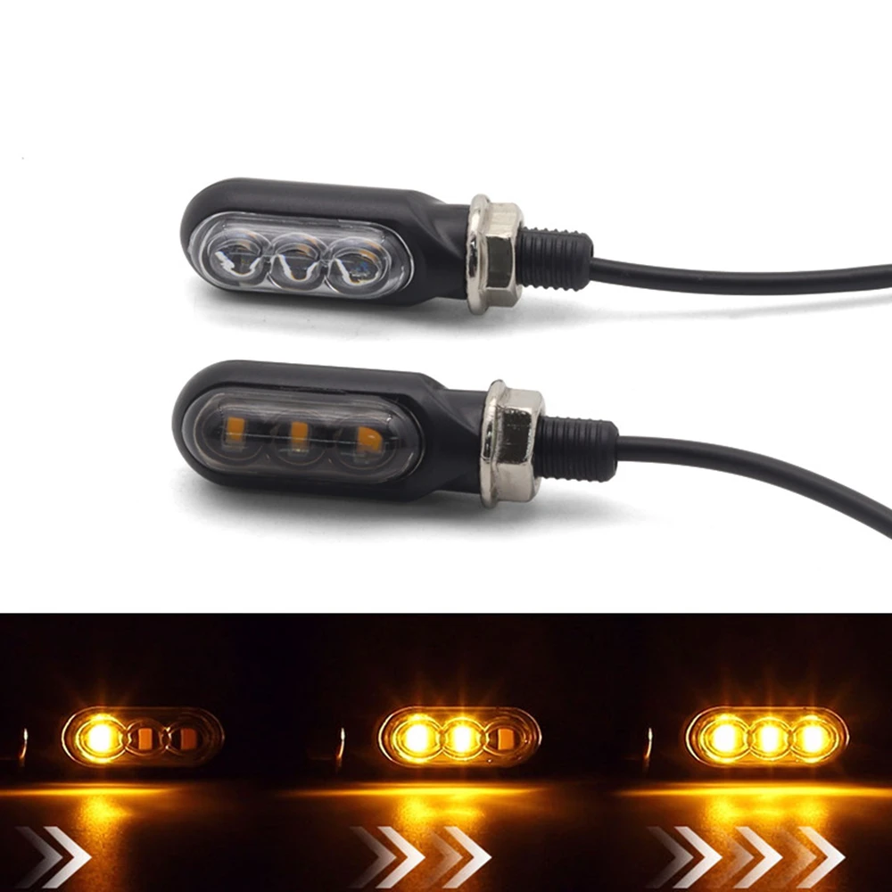 12v Motorcycle 10mm Mini LED Turn Lights Amber Flowing Indicators Lamp Blinker Light For Cafe Racer Old School Bobber Touring
