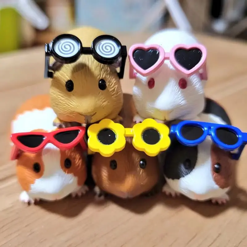Guinea Pig With Sunglasses Blind Box Cute Mini Anime Action Figure Model Toys Kawai Desktop Decoration Collection Christma Gifts view 2