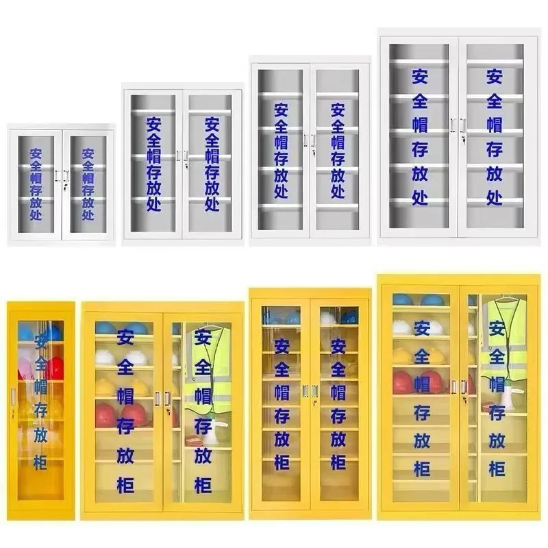 Lockable Hard Hat Storage Cabinet for Workshop Construction Site Helmet Display Rack Miner Safety Gear Organizer