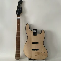 YB578YN578 Active Bass 4 Strings Unfinished DIY Bass Sets Neck with Body Solid Wood Body Maple+Rosewood Neck