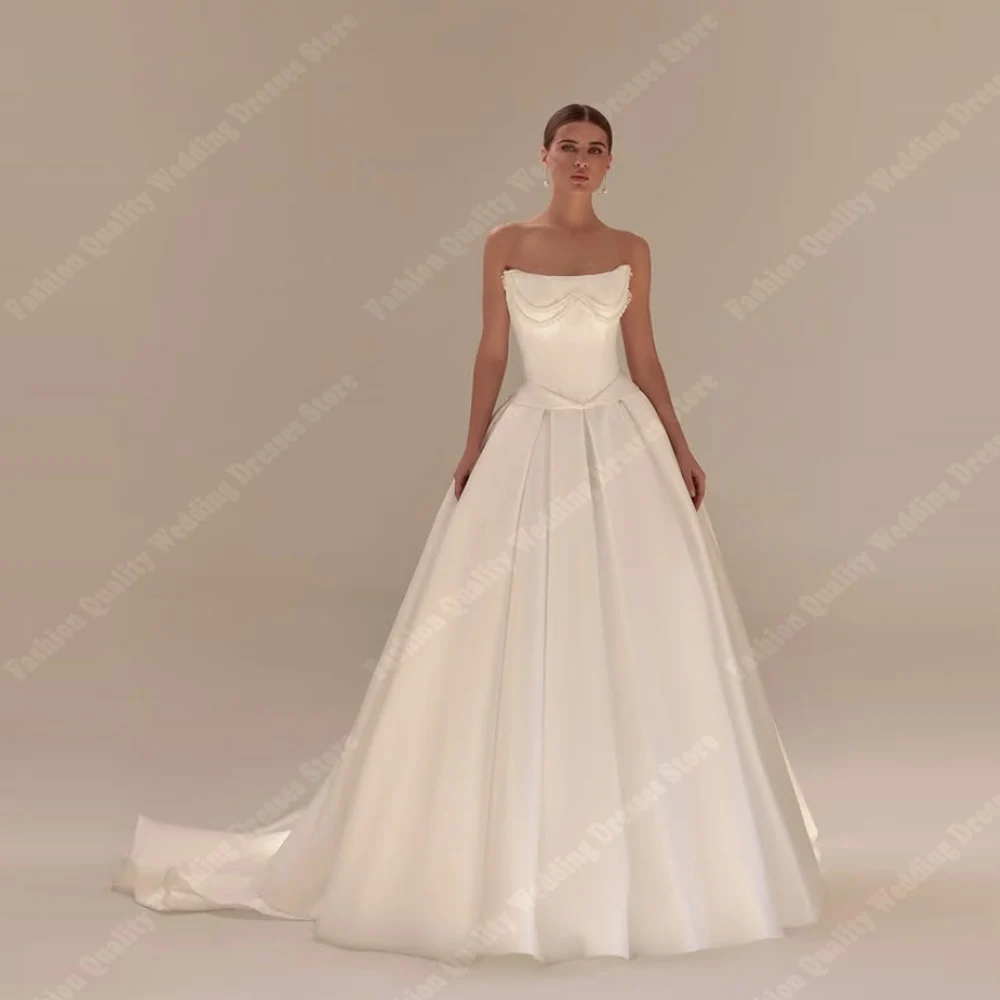 

Beautiful A-Line Women Wedding Dresses Sexy Strapless Sleeveless Bridal Gown Sleeveless Banquet Vestido De Noche Customized 2026