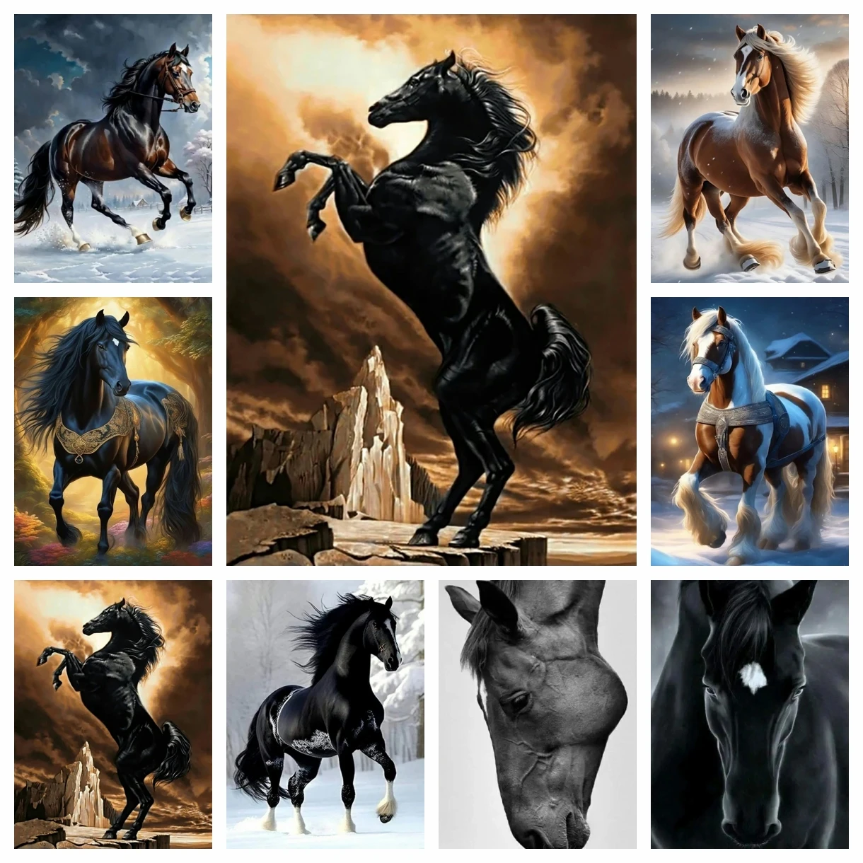 

5D DIY Diamond Painting Horse Cross Stitch Kit Full Diamond Embroidery Painting Mosaic Art Rhinestone Home Decoration Pictures