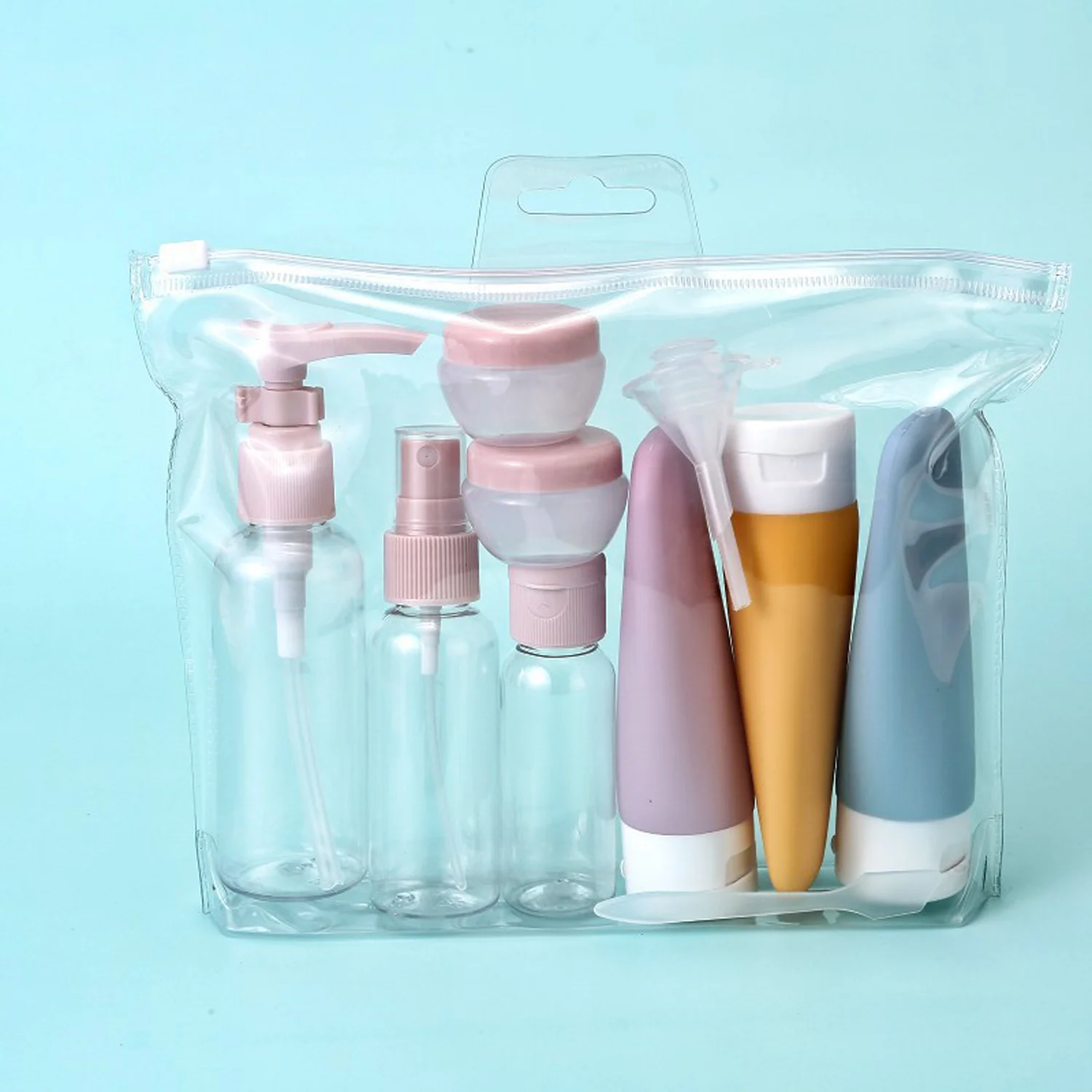 11 Pack Leak Proof Travel Bottles Set Toiletries Plastic Container Fine Mist Spray Squeeze Tubes Refillable Shampoo Conditioner view 6