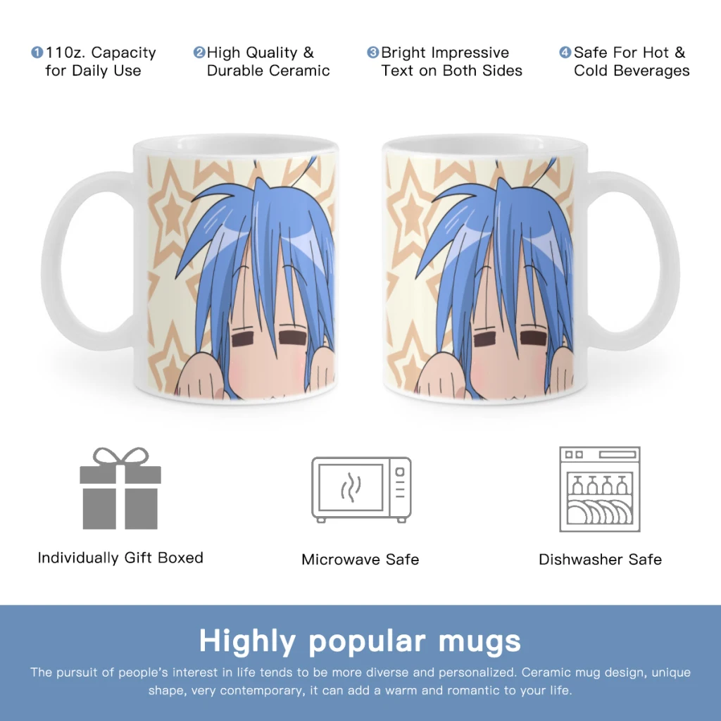 

Lucky Star Izumi Konata Anime Free shipping Coffee Cups Reusable Portable Coffee Cup Dishwasher Safe Coffee Mug Coffee Tea Cups