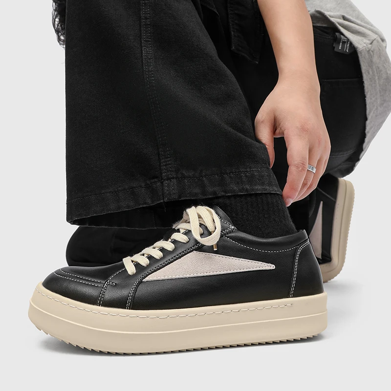 

Men'S Retro Fashion Casual Shoes Round Toe Lace Up Comfortable Board Shoes Wear-Resistant And Height Increasing Dexun Shoes