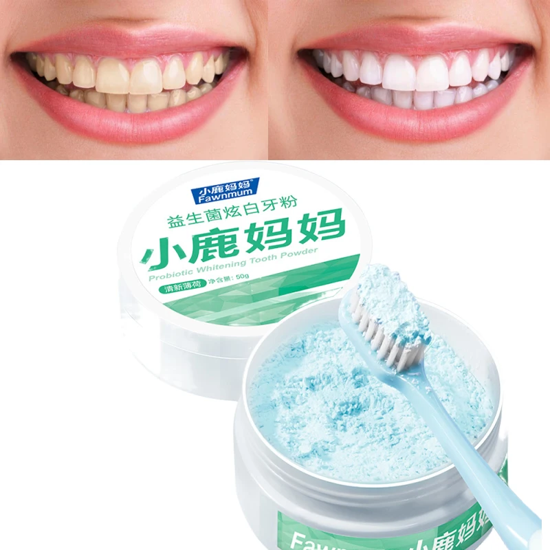 Fawnmun 50g Teeth Powder Activated Probiotic Teeth Whitening Toothpaste Dental Powder Oral Hygiene Teeth Cleaning Care Tool