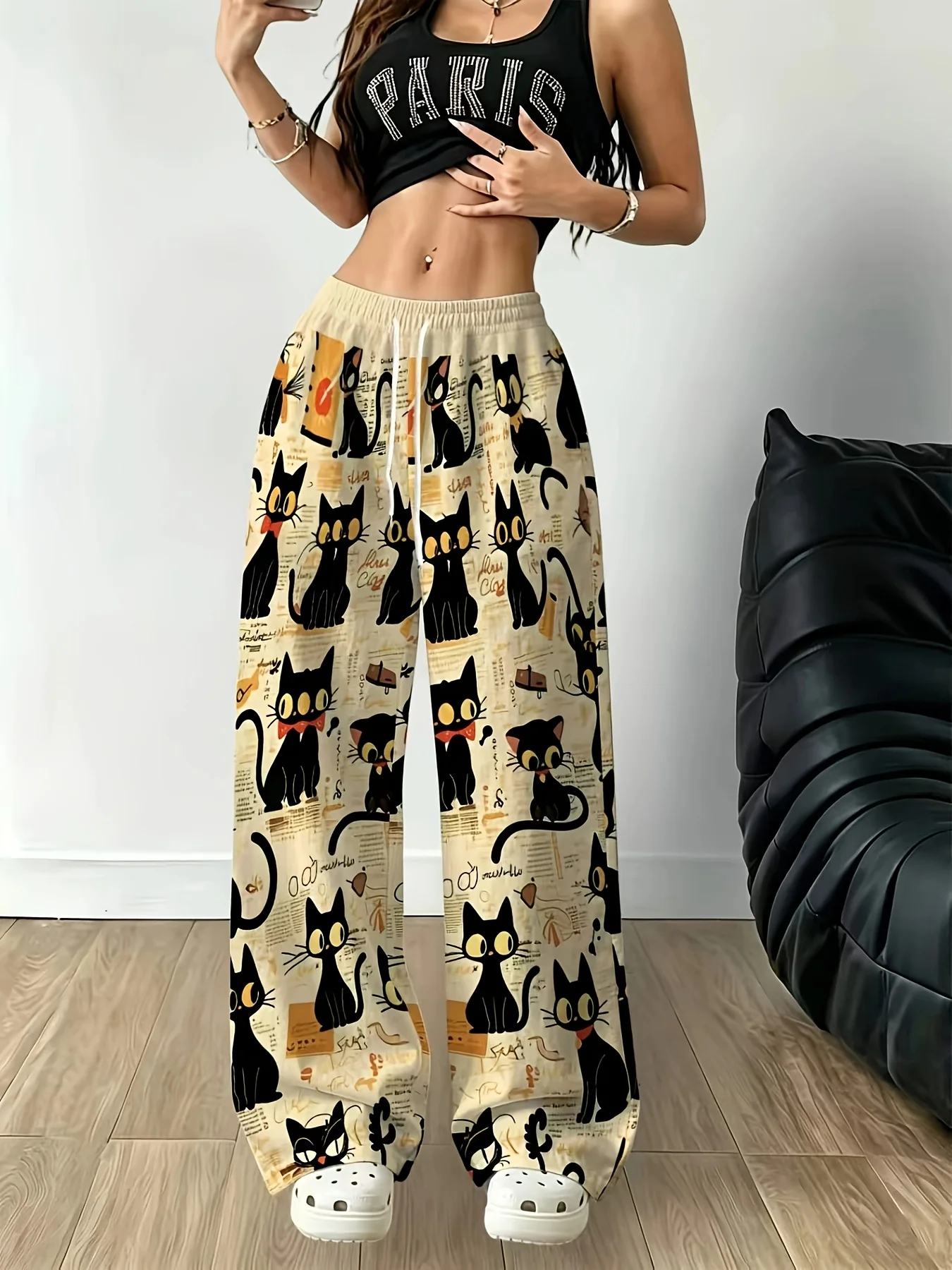 Spring/Autumn Hot Sale Personalized Fashionable Y2k Vintage Pants Trendy Fashion Vintage Print Loose Women Sports Pants