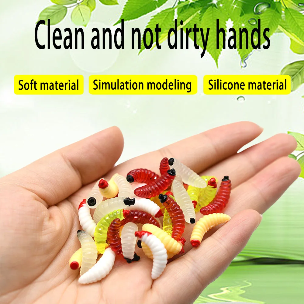 125Pcs/Box Earthworm Fishing Bait 5 Color Soft Plastic Maggot
