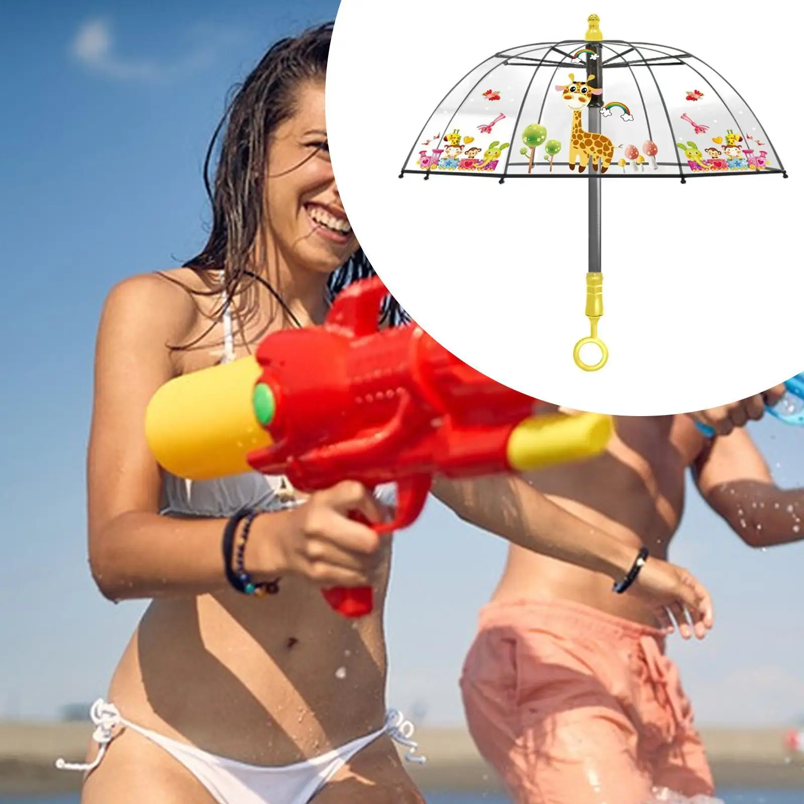 Umbrella Water Spray Toy Pullable Summer Toy for Beach Boys Girls Backyard