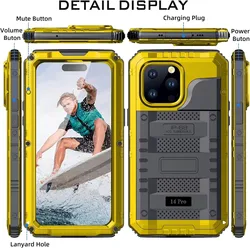 IP68 Waterproof Metal Armor Phone Case For iPhone 16 15 14 13 12 11 Pro Max 8 7 Plus XS Aluminum Alloy&Silicone Shockproof Cover