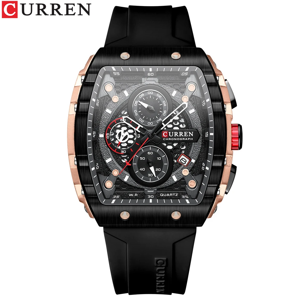 CURREN Mode Herrenuhr Marke einzigartiges quadratisches Design Luxus Quarz Sportband Uhren Herren wasserdicht 6