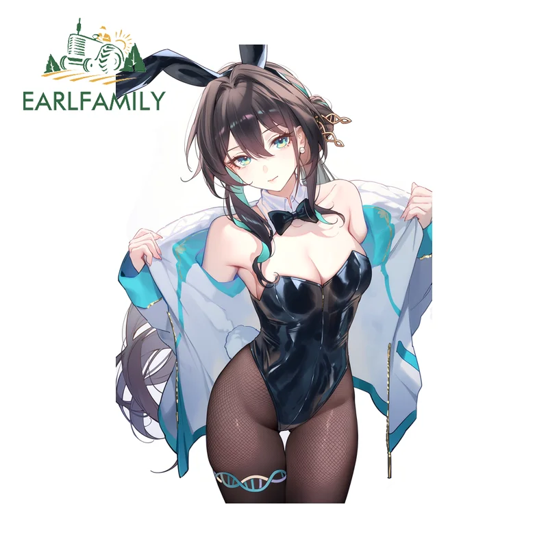 

EARLFAMILY Ruannmexei Bunny Girl Cheat Stickers Fahionbale Windshield Decals Simple Practical Waterproof Guitar Suitcase Luggage