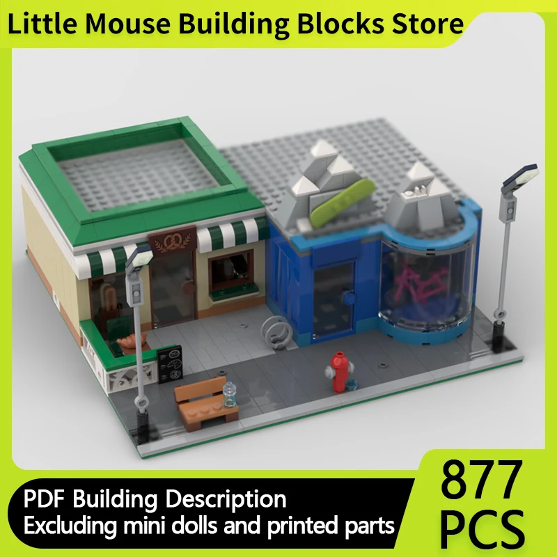 

City Street View Model MOC Building Bricks Shopping Store Street Modular Technology Gifts Holiday Assemble Children Toys Suit