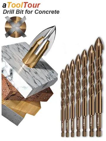 Masonry Concrete Drill Bits For Glass Ceramic Tile Brick Plastic Wood Mason Hard Alloy Wall Hole Opener Hex Shank 3mm To 12mm