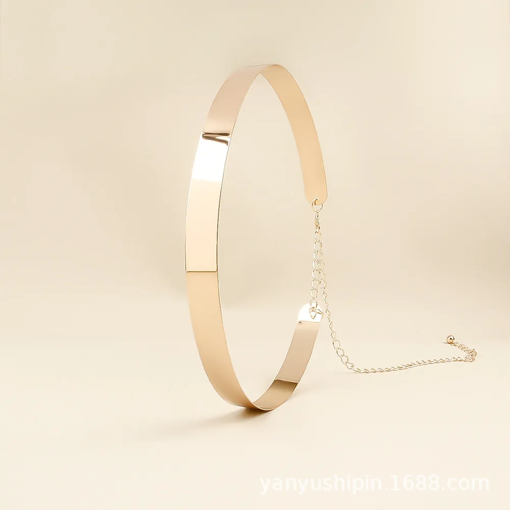 1ピース ゴールドカラー ウエストチェーン 夏 個性的 カセット スパンコール レディースベルト