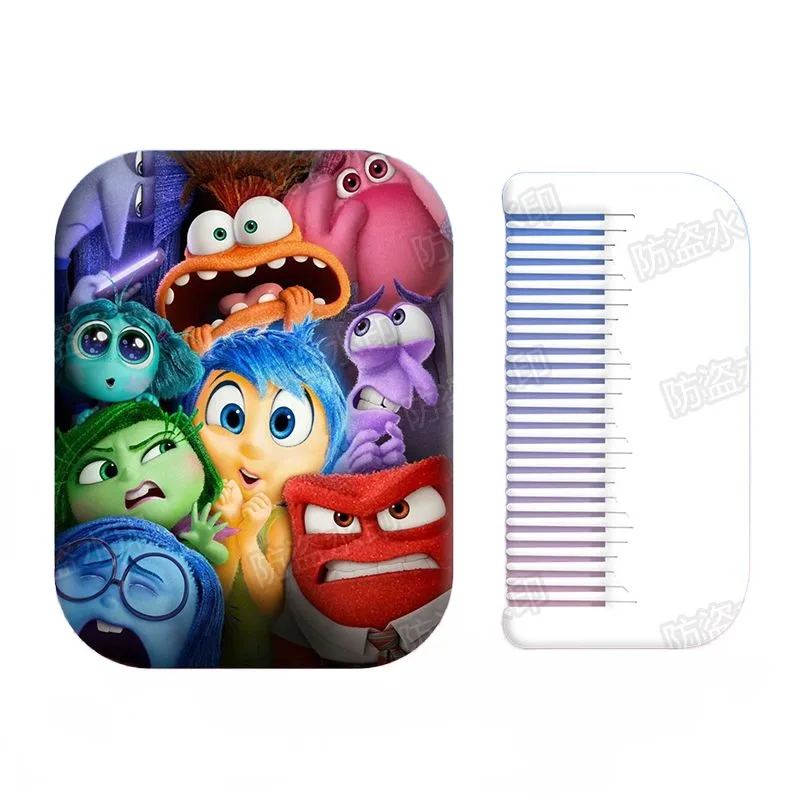 Inside Out 2 Folding Mirror Comb Set Kawaii Disney Cute Anime Toys Creative Student Cartoon Portable Mirror Hair Comb Girls Gift