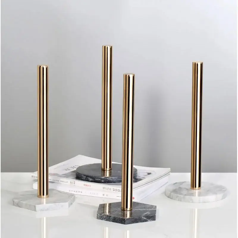 Marble Desktop Rack Tissue Paper Holder Stainless Steel Storage Organizer Shelf Home Toilet Desktop Paper Holder