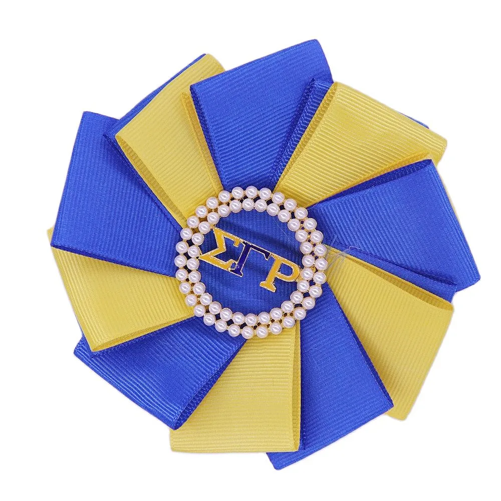 Broche de ramillete personalizado con letras griegas SGRHO, regalos para mujer, cinta de satén, Sorority Sigma Gamma Rho