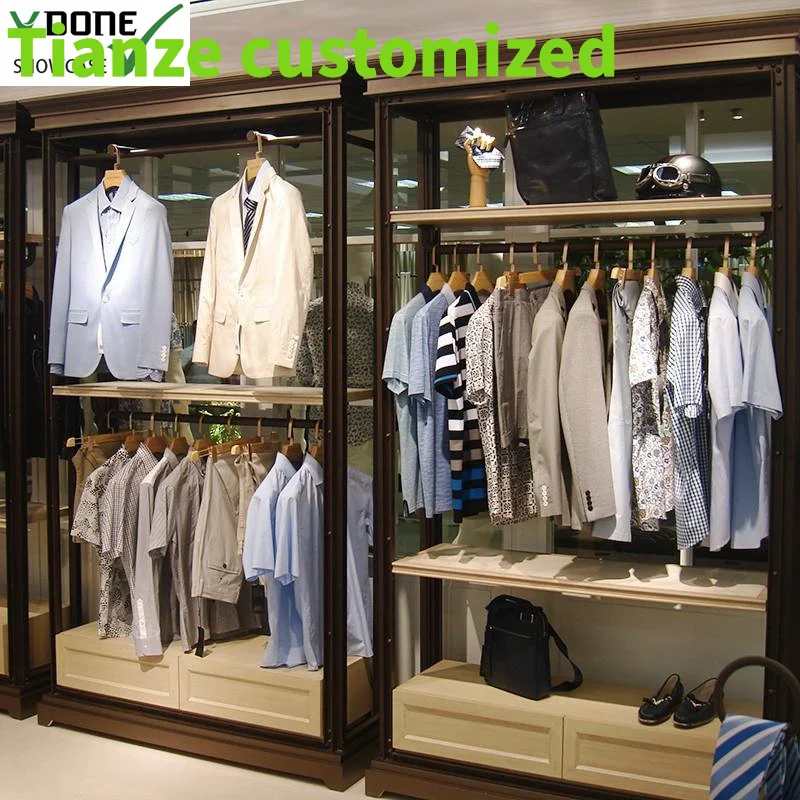 Customized-Famous Customized clothing rack apparel retail nesting table clothes shelving garment display rack store f