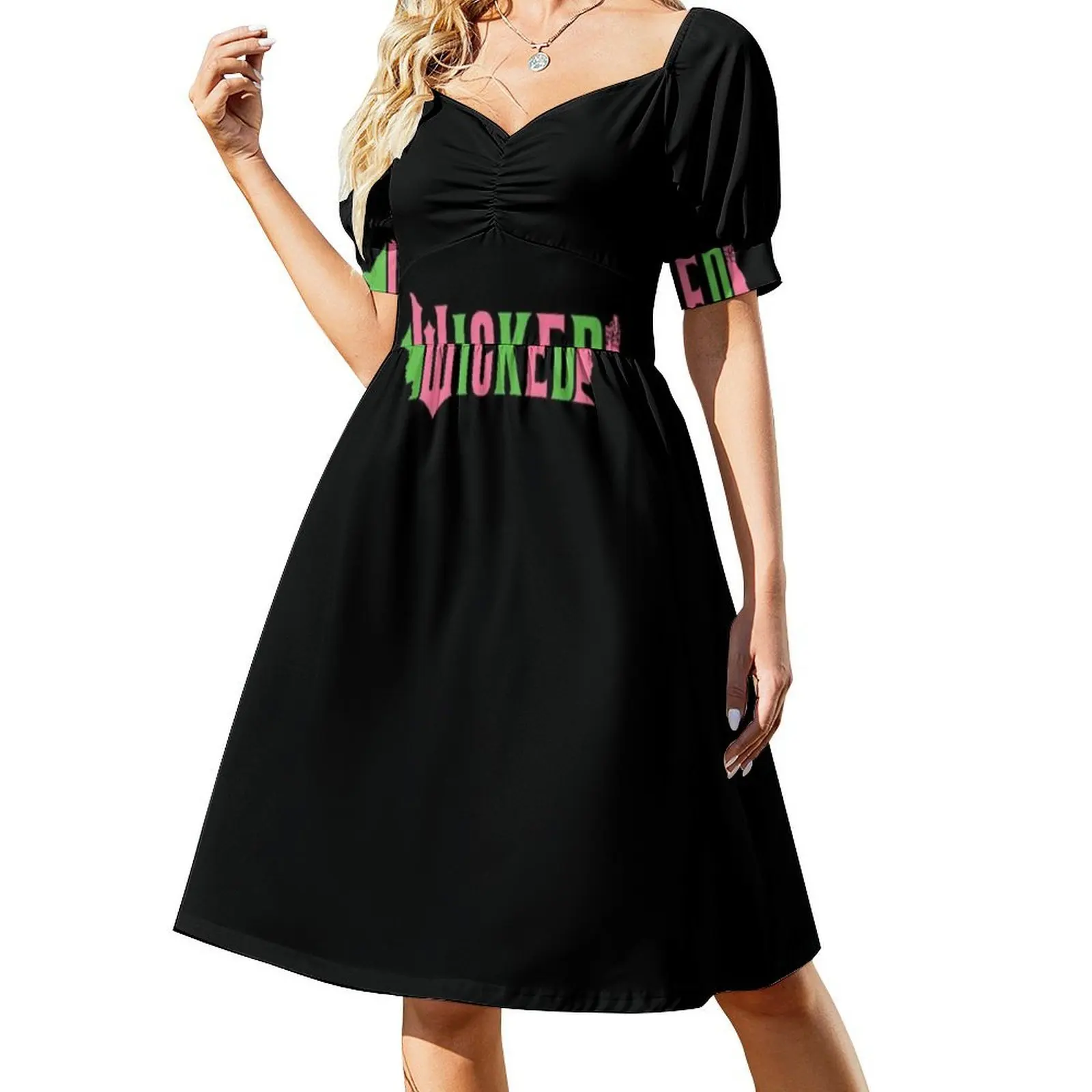 Wicked Movie roze/groene Koreaanse jurk - alternate angle
