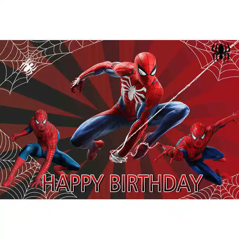 Spiderman Backdrop Spider Boy Happy Birthday Party Superhero Baby Shower 1st Photography Background Photo Banner Decorations