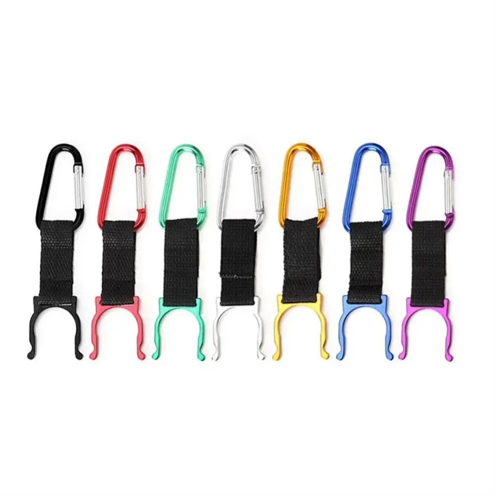 Aluminum Water Bottle Buckle Carabiner Carrying Backpack Hanger Hook Kettle Holder D-Ring Nylon Water Bottle Clip Hook