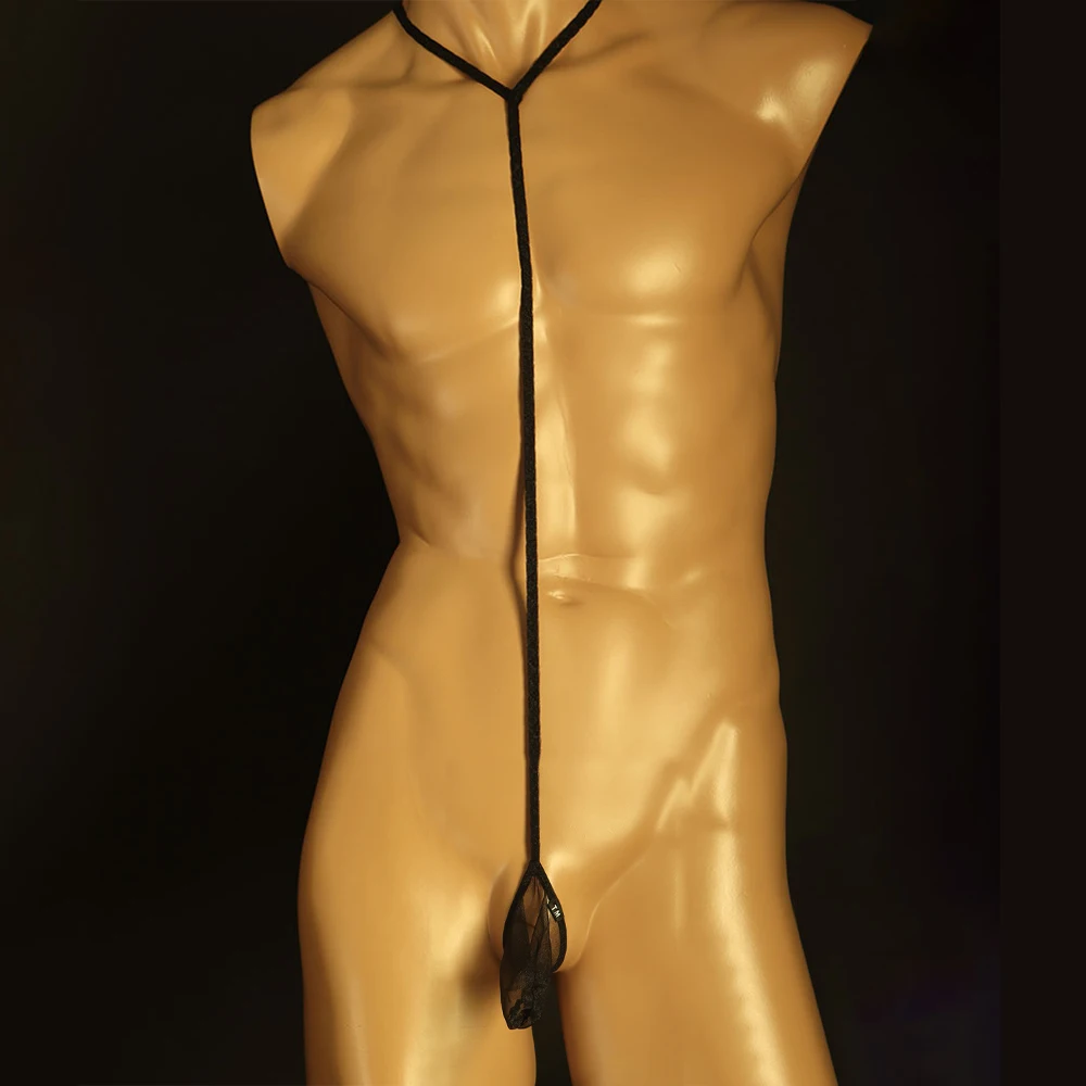 Uomini Sexy Erotici Mankini Perizoma Trasparente Pene Pouch G-String Strap Biancheria Intima Vedere Attraverso La Maglia Gay Maschile Della Bretella Della Tuta