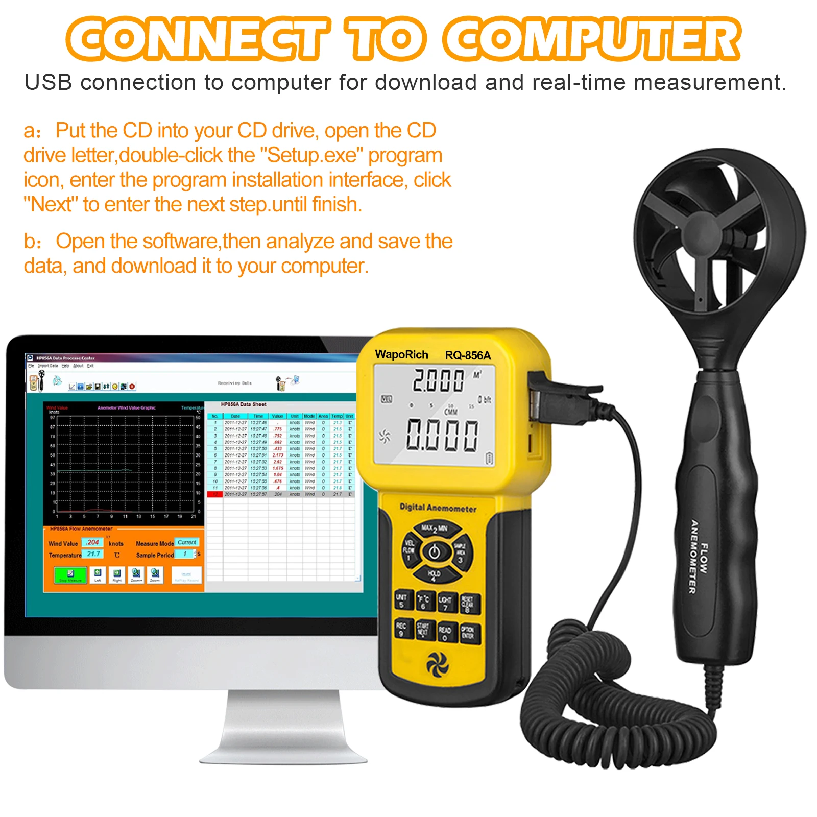 856A Air Flow Anemometer English & Japanese Instruction Manual