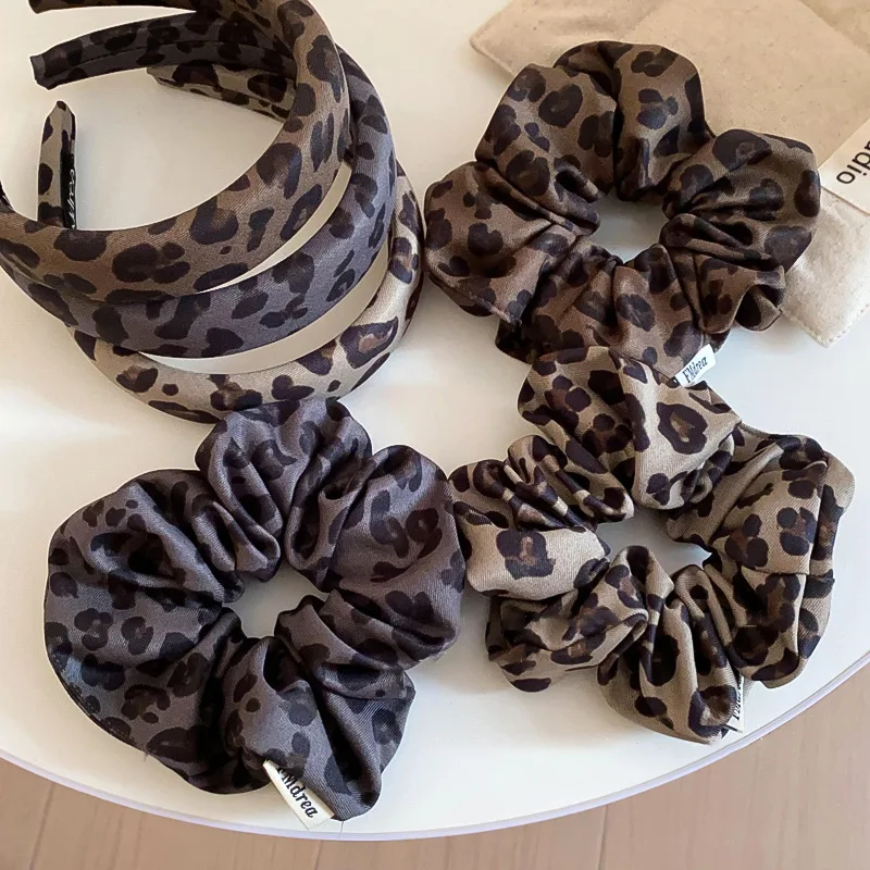 Seksowne wąż Leopard gumki do włosów Scrunchies nakrycie głowy Vintage ciemnobrązowy Vintage Leopard Dot elastyczna opaska do włosów kucyk zestaw uchwytów